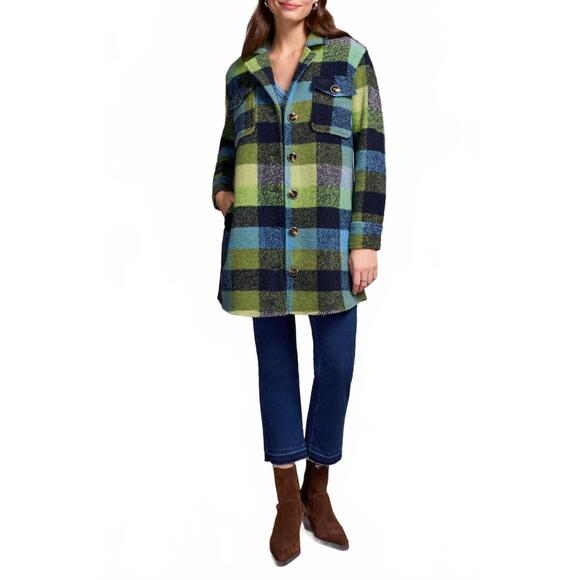 NEW TRIBAL nightfall plaid notch collar jacket in green - Picture 4 of 5